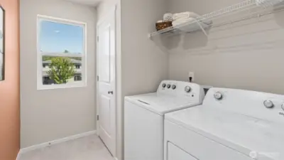 Laundry room upstairs to make those laundry days more bearable. Pictures are for representational purposes only, colors and features may vary.