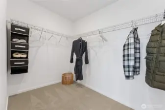 Spacious primary closet. Pictures are for representational purposes only, colors and features may vary.