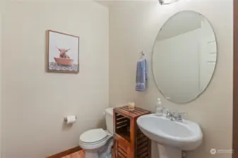 Powder room on lower floor