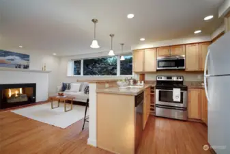 Lower level has full kitchen, large bedroom, 3/4 bathroom with a stackable washer/dryer.