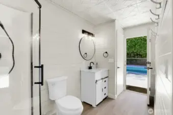 Poolside bathroom