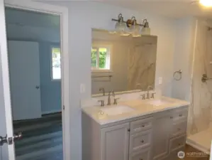 2 exit doors from bathroom.  One directly into one of the bedrooms.
