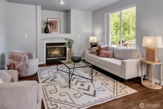 Cozy family room with gas fireplace.
