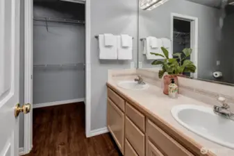Wall-to-wall mirror enhances space & light.