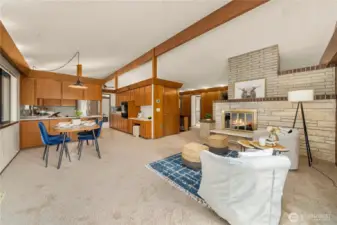 Open concept with family room.
