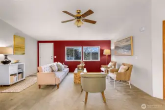 Another view standing in the dining area looking into the living room.