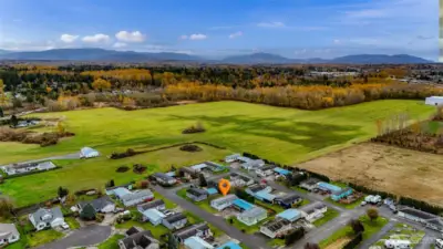 Aerial view looking Southeast