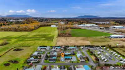 Aerial view looking South