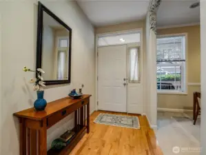 Step in to be greeted by nice hardwood floors.
