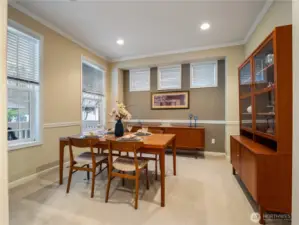 The dining room has ample natural light.