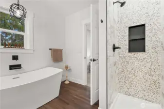 Primary Bath w/Soaking Tub and Custom Tile Shower.