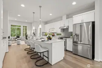 Kitchen with eating space (staged)