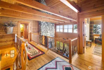 UPSTAIRS GALLERY/ WALKWAY BRIDGING THE PRIMARY BEDROOM TO TWO ADDITIONAL BEDROOMS UPSTAIRS