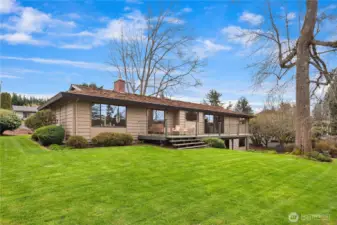 Gorgeous backyard with mature landscaping.