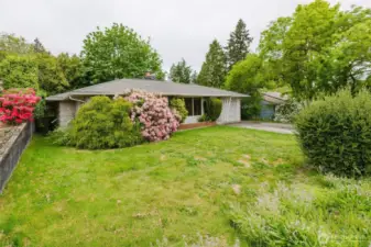 vibrant display of spring blooms and established landscaping.