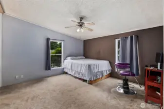 Vaulted ceilings in primary bedroom