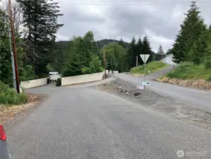 Drive 1.2 miles to this "Y" and stay left on this paved road.