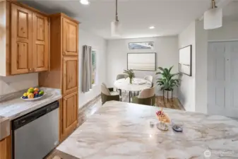 Virtual staging -Kitchen area, Dining room area