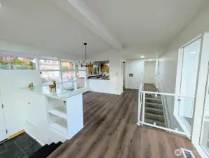 Entry Door to Left, DR & Kitchen