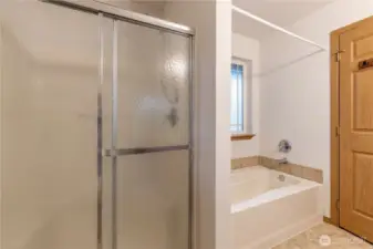 Primary bath with shower and bathtub