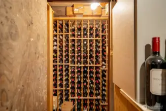 Basement wine cellar with built-in wine rack — a wonderful bonus feature for entertaining and storage.