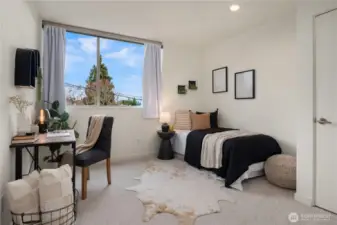 Bedroom number 2 with brand new paint and carpet.