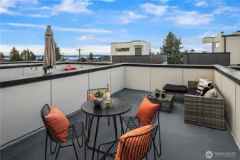 The rooftop deck features southwest exposure and sound views.