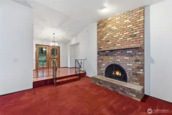 Living room with cozy fireplace