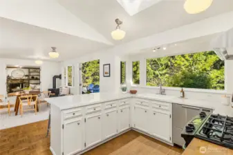 This fabulous open kitchen is bright and funtional.