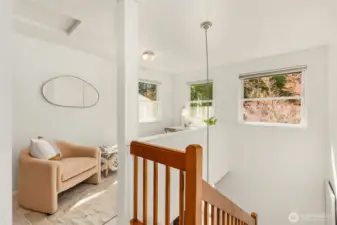 Upstairs landing is the perfect reading corner or a great place to do homework.