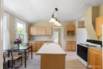 Looking towards the front of the house, room for breakfast table.