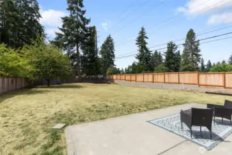 Huge fully fenced backyard.