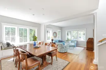 Beautiful hardwoods and built-in love seat
