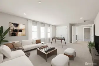 HUGE bonus room with closet - virtually staged showing similar plan.