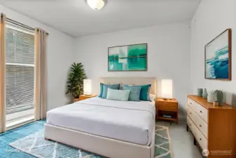 The front bedroom staged virtually.