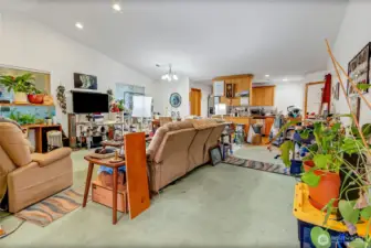 view from the front entrance: Nice sized great room. Lots of room for all your stuff