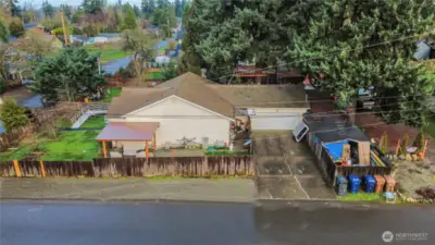 Side view. Rv length driveway