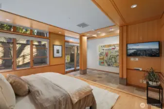 Primary bedroom with ability to leave open or close off the spaces for privace