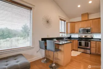 Full kitchen with eating space.