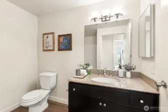 Bathroom with large vanity to accommodate your hygiene products.