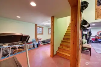 Stairs leading to game/living area