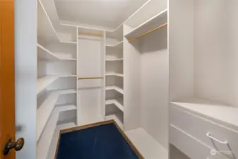 The walk-in closet in the primary bedroom offers plenty of storage.