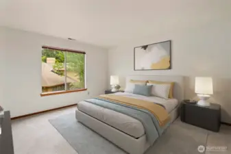 Primary Bedroom w Ensuite Bath Virtually Staged