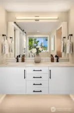 Double vanities (ensuite) include motion floor lighting.