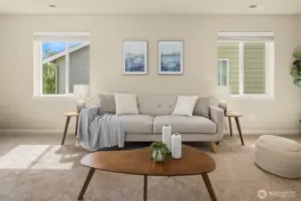 Bonus room/ office with windows allowing natural light to fill the space.