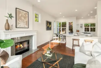 Strand bamboo flooring flows seamlessly throughout the first floor.