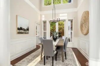 Step into this elegant formal dining room.