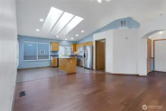 New Skylight in the kitchen, vaulted ceilings