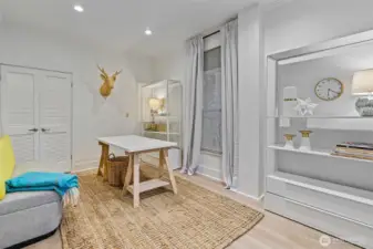 main floor office which could easily be used as a bedroom with two closets