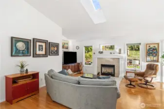 Gas-logs fireplace for a toasty winter evening.